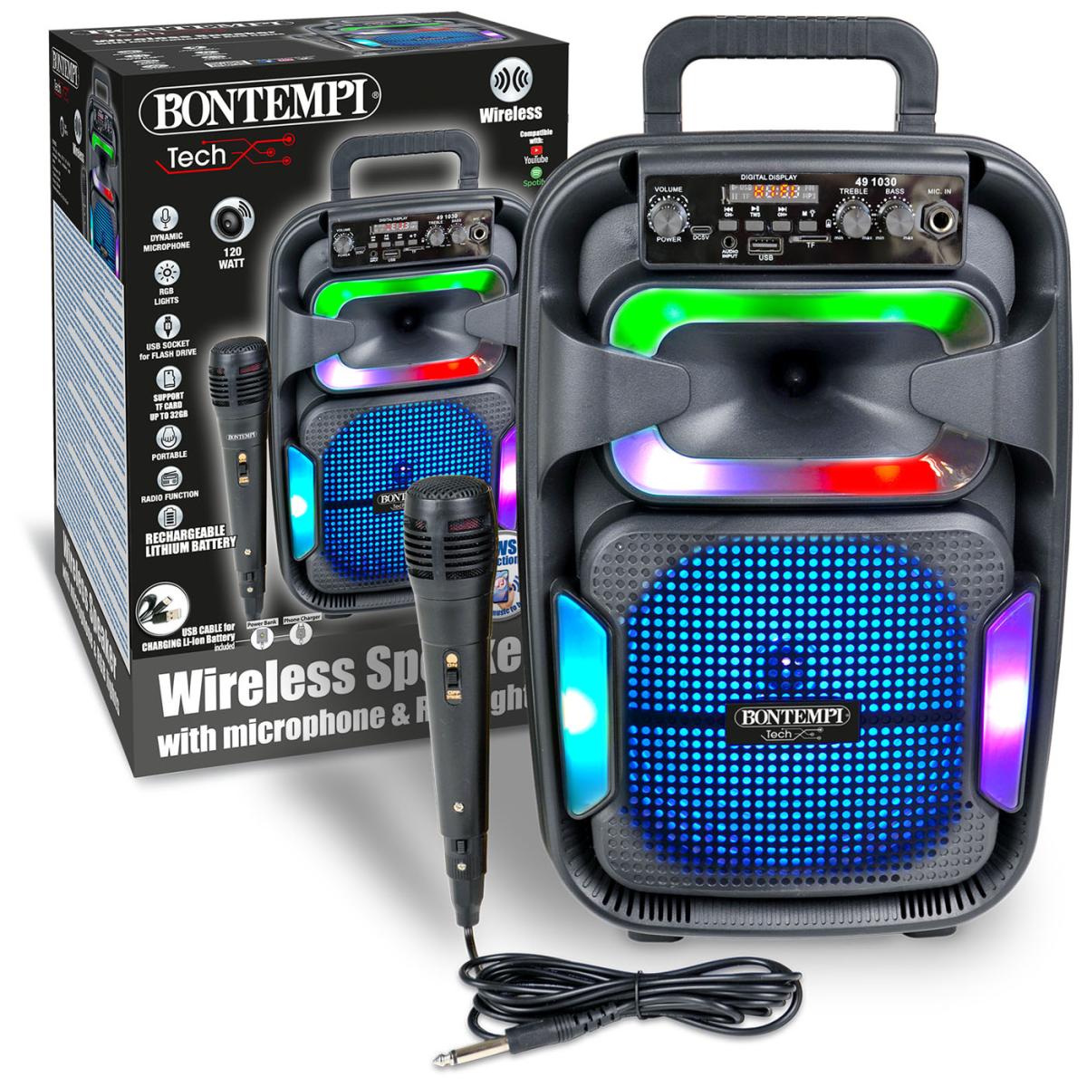Bontempi 49 1030 Wireless Speaker with Microphone and RGB Lights
